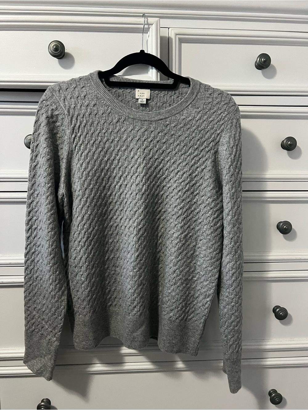 a new day Gray Cable-Knit Crewneck Sweater